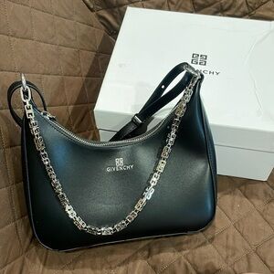 Givenchy Black Leather Moon Cut Shoulder Bag